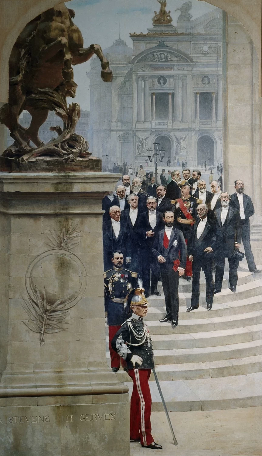 Alfred Émile Stevens - Il presidente Sadi Carnot circondato da personaggi della Terza Repubblica davanti all'Opéra, Museo Carnavalet, Parigi